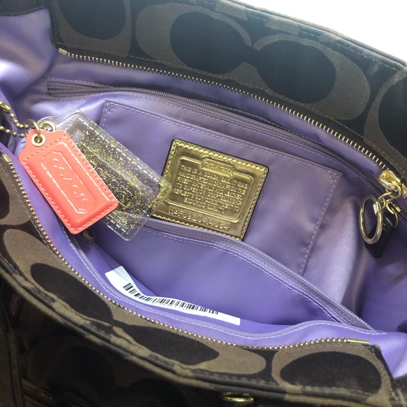 COACH POPPY LOVERS! SIGNATURE BROWN TOTE 14364 BAG - Picture 5 of 8